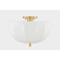 Alternate view of Meshelle 1 Light Flush Mount, featuring fabric, metal, and a flush ceiling mount canopy.