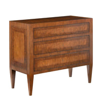 Verona Bedside Chest, shown in medium walnut brown and warm mahogany brown with wood and wood veneer.