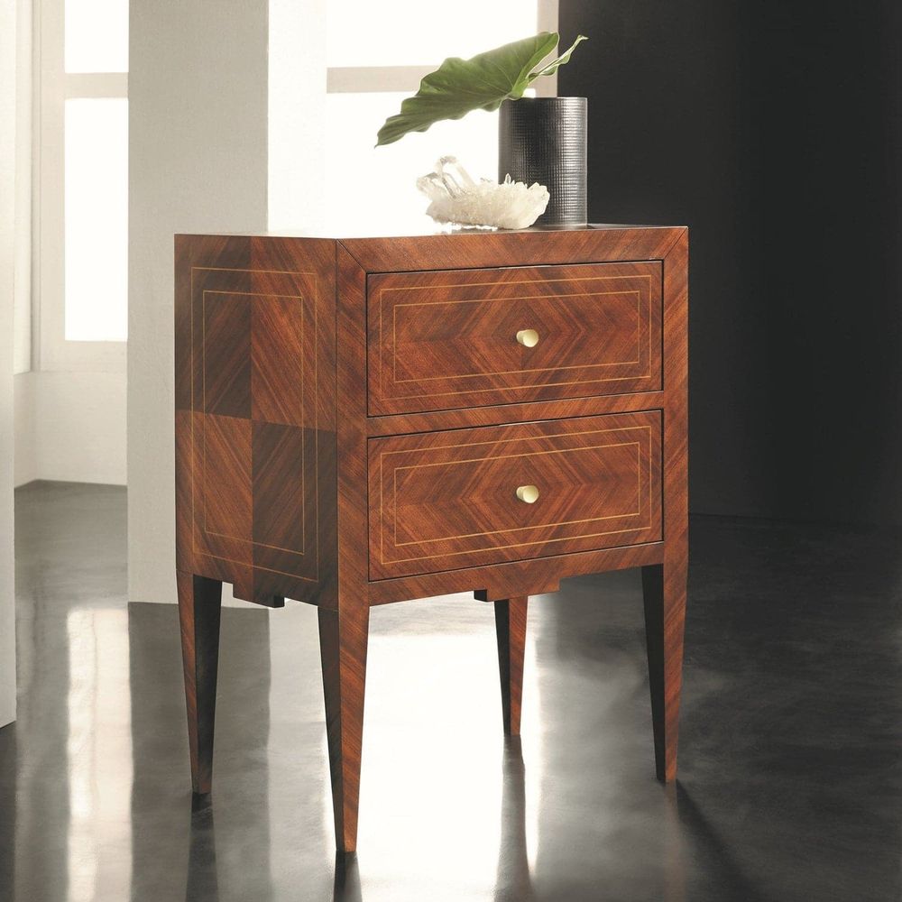 Alternate view of Breganza Bedside Chest in rich mahogany brown and dark espresso brown.