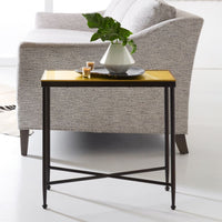 Alternate view of Nola Side Table, featuring mirrored finish, metal, glass, and fixed four-leg base.