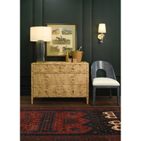 Alternate view of Michelle Four Drawer Chest In Burl Wood With Glass Top in beige and tan.