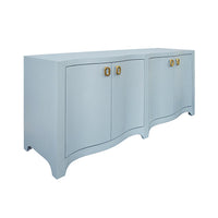 Alternate view of Miffy Curved Front Four Door Buffet In Textured Light Blue Linen in light blue and powder blue.