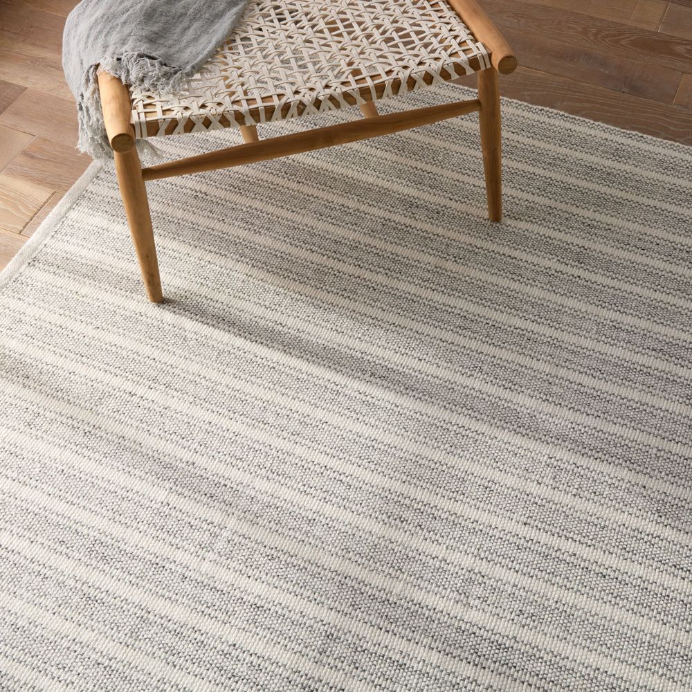Seren Striped Light Gray/ Ivory Area Rug (5'X8')