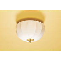 Additional view of Meshelle 1 Light Flush Mount in off-white and brushed brass, featuring a flush ceiling mount canopy.
