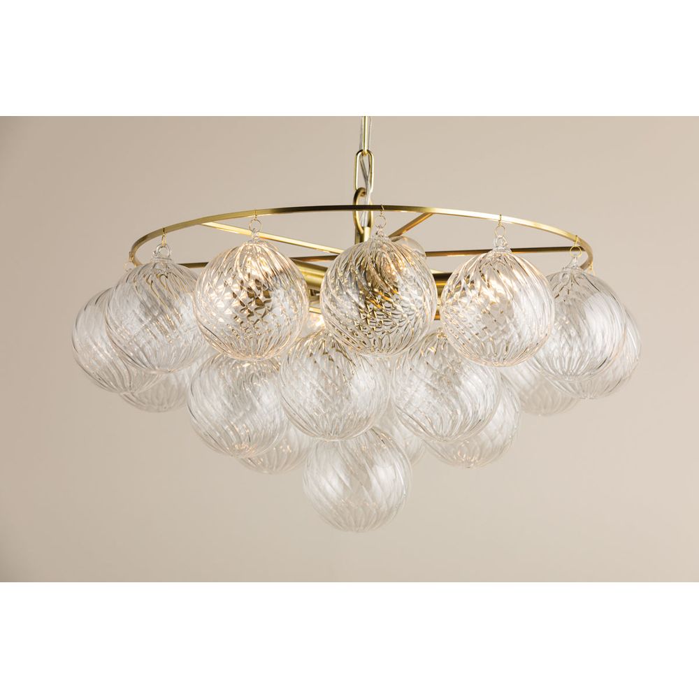 Alternate view of Mimi Chandelier-Aged Brass in clear and aged brass.