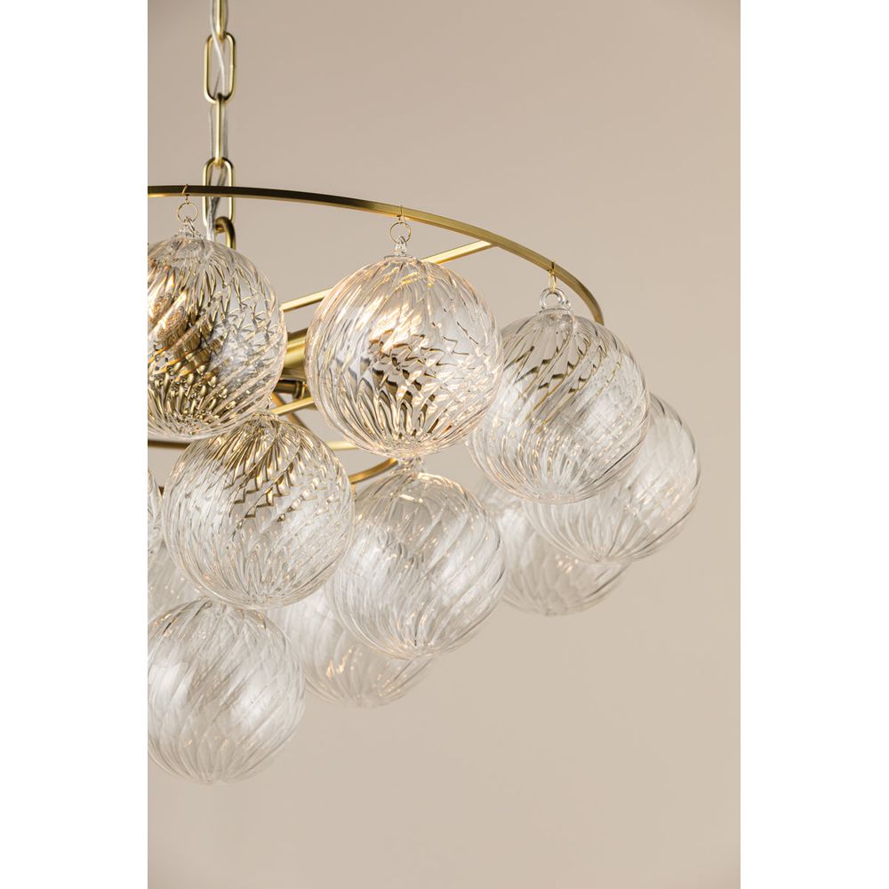 Additional view of Mimi Chandelier-Aged Brass in clear and aged brass.