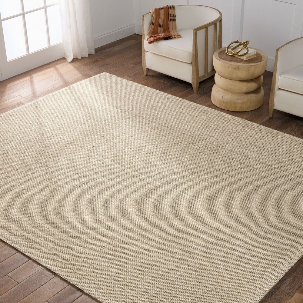 Naples Natural Solid White/ Taupe Runner Rug (3'X12')