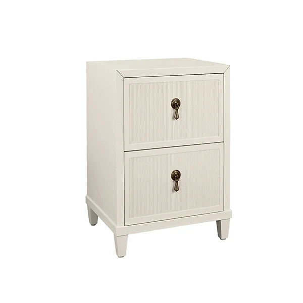 Additional view of Novalie Two Drawer Side Table in ivory and off-white.