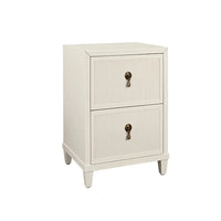 Additional view of Novalie Two Drawer Side Table in ivory and off-white.