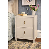 Alternate view of Novalie Two Drawer Side Table in ivory and off-white.