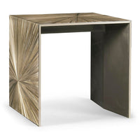 Alternate view of Terra Waterfall End Table, featuring wood veneer, metal, and waterfall continuous form.
