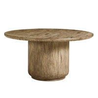 60" Stone Ridge Round Dining Table Light, shown in light oak and warm beige with solid wood and wood veneer.