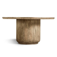 Additional view of 60" Stone Ridge Round Dining Table Light in light oak and warm beige.