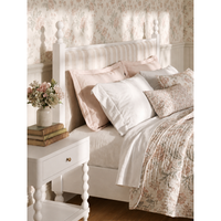 Haven Queen Upholstered Finial Bed - Warm White