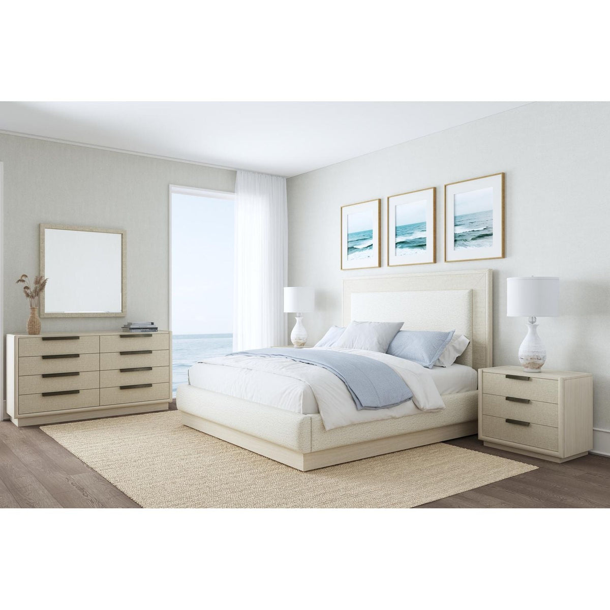 Cotiere King Upholstered Panel Bed - Linen