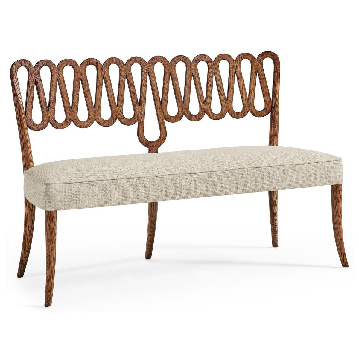 Additional view of Ampney Dining Bench, featuring upholstered textile, wood, fabric, and armless open sides.