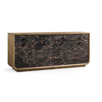 Additional view of Stone Ridge Marble Credenza Light, featuring brushed metal finish, marble, wood, and multiple drawers.