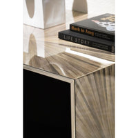 Alternate view of Terra Waterfall Coffee Table in warm taupe and natural wood brown.