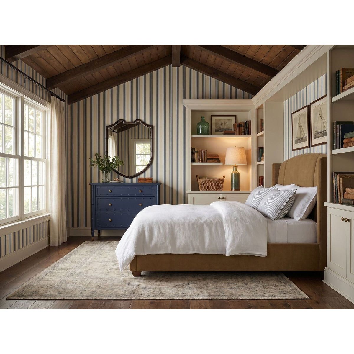 Harbor King Upholstered Bed - Camel - Lakeside Sepia