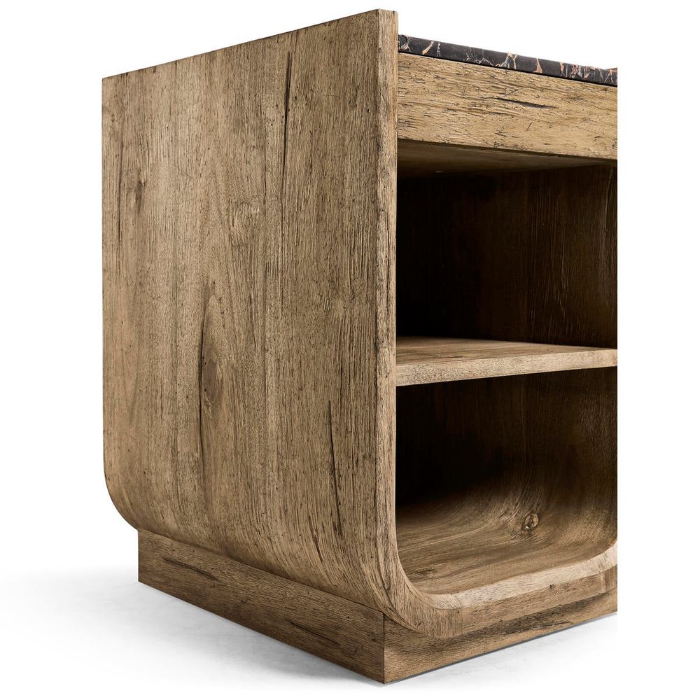 Additional view of Stone Ridge Narrow Nightstand Light in natural light wood and warm tan, featuring single top drawer.