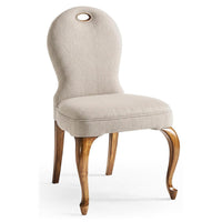 Orsman Dining Side Chair, shown in beige and warm medium brown with fabric upholstery, wood, and side chair without arms.