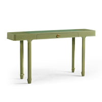 Alternate view of Polly Avo Rectangular Console Table in sage green and olive green.