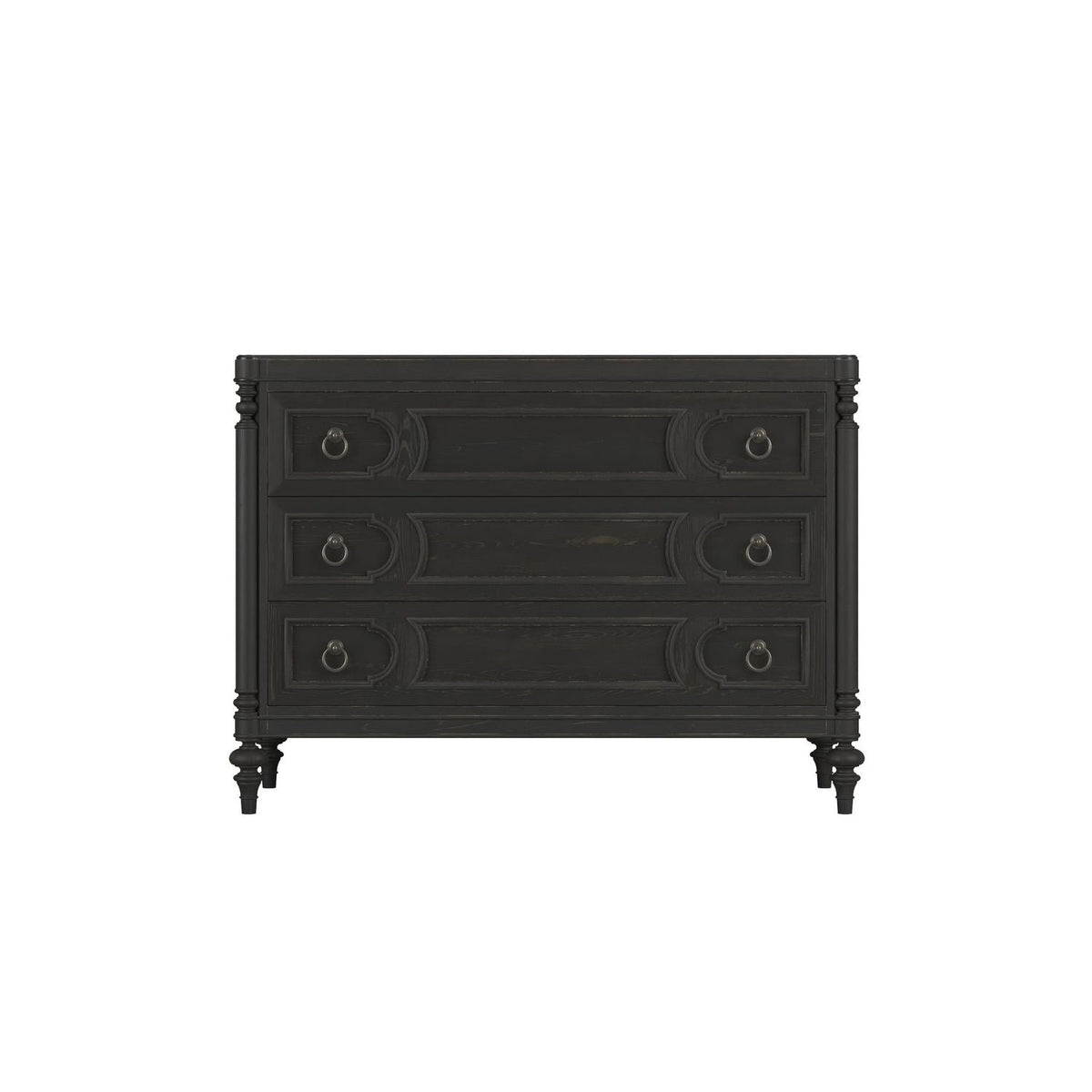 Atrium Three-Drawer Chest - hand rubbed black with undertones of brown