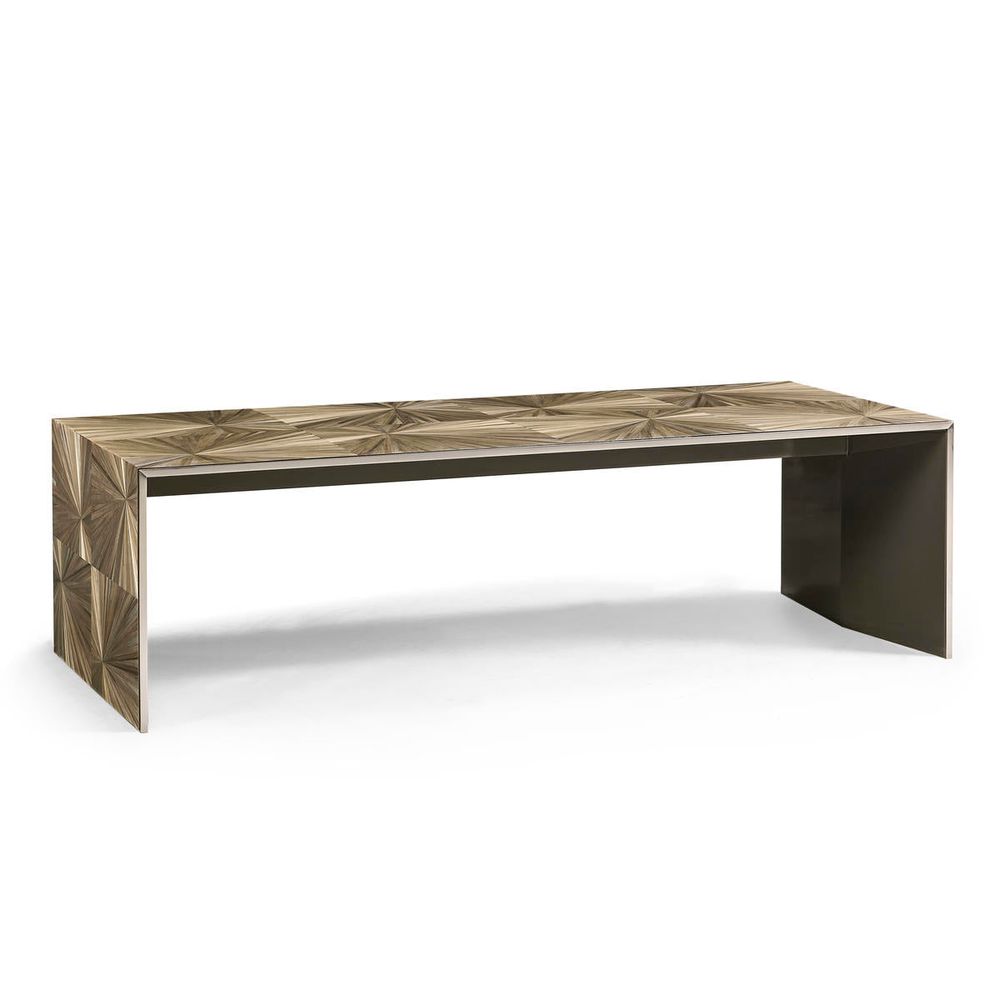 Additional view of Terra Waterfall Coffee Table in warm taupe and natural wood brown.