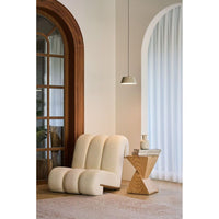 Alternate view of OLO XL Single Pendant, featuring matte metallic finish, aluminum, metal, and a ceiling-canopy mount.