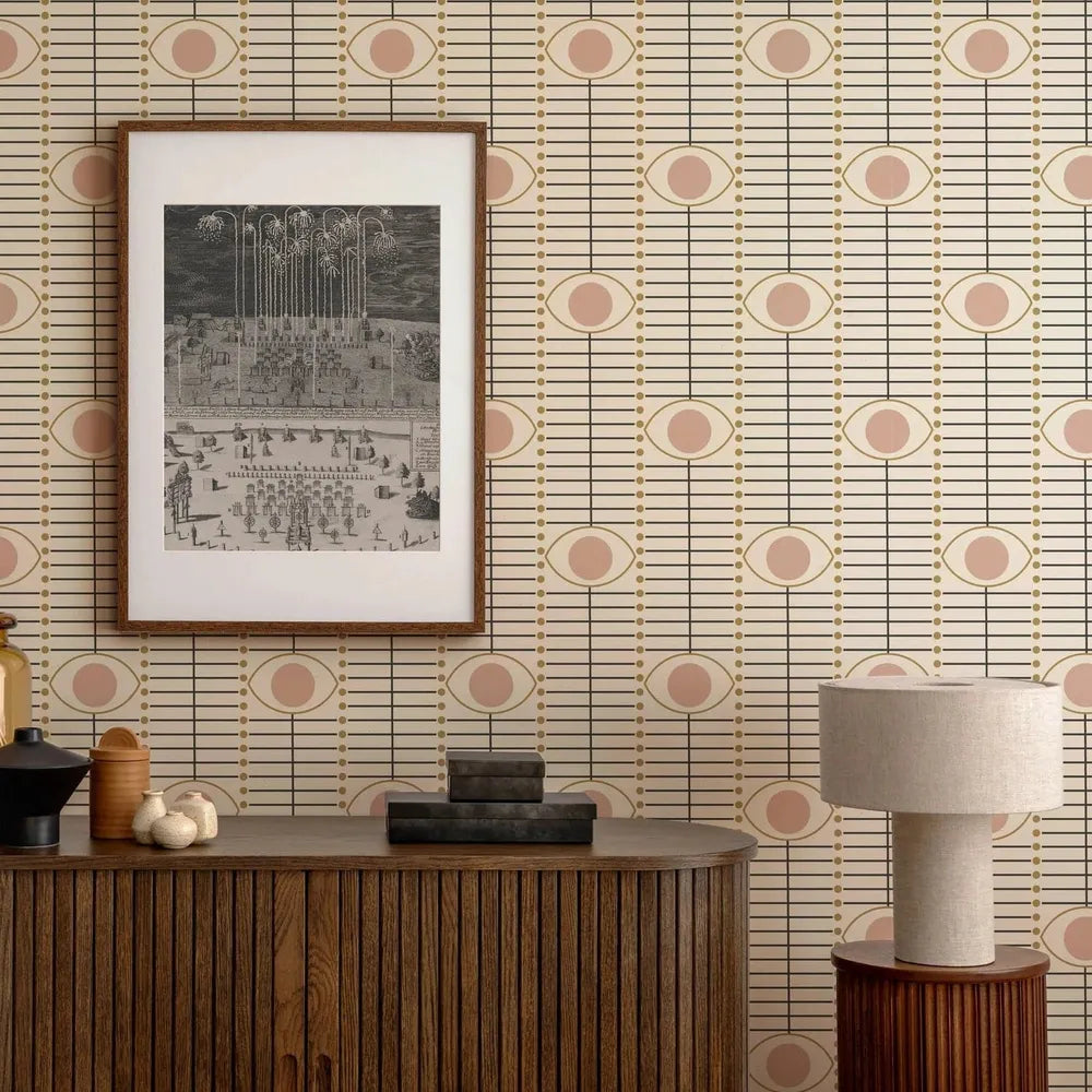 Alternate view of Osidan Wallpaper, featuring matte printed finish, paper, and continuous repeating pattern.