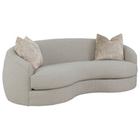 Marilyn Sofa, shown in greige and warm beige with textured bouclé fabric and upholstery fabric.