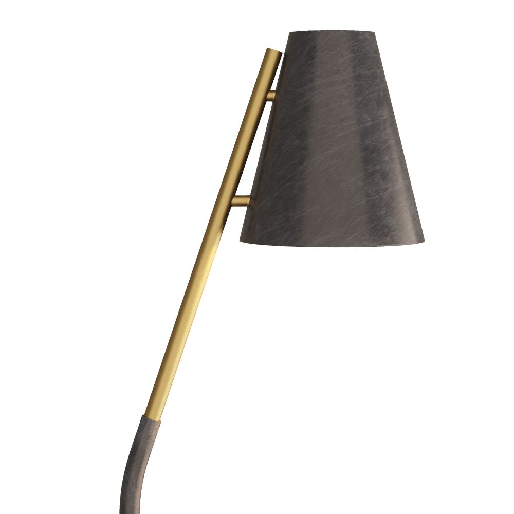 Additional view of Arcadia Floor Lamp in black and brass gold, featuring matte wood finish and floor-standing stem.