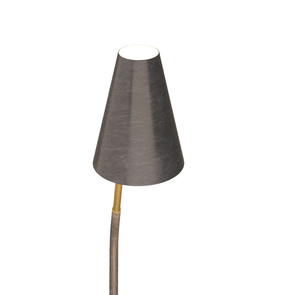 Alternate view of Arcadia Floor Lamp, featuring matte wood finish, fabric, metal, and floor-standing stem.