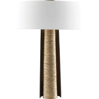 Cloak Table Lamp, shown in white and antique gold with fabric, metal, and a diffusing fabric shade.