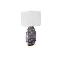 Alternate view of Viviana Lamp, featuring textured cobra-scale finish, porcelain, fabric, and a oval drum shade.