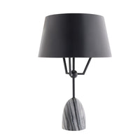 Varga Lamp, shown in black and gray with marble, metal, and a stable weighted stone base.