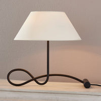 Alternate view of Alameda Table Lamp, featuring matte finish, fabric, forged iron, and a tabletop freestanding base.