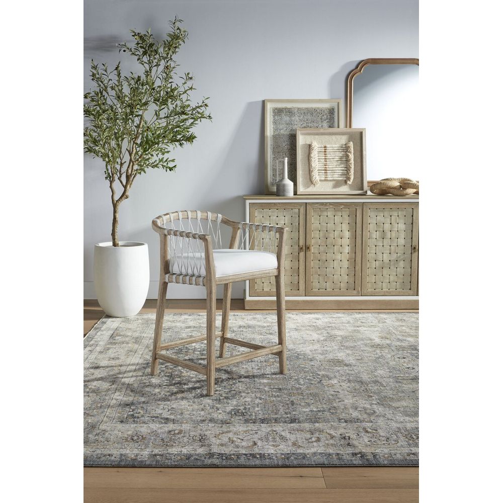 Alternate view of Pacific Counter Stool, featuring matte finish, wood, fabric, and fixed arms.