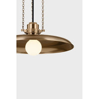 Alternate view of Rainhill Pendant, featuring matte finish, metal, brass, and a ceiling canopy mount.