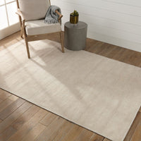 Henshaw Solid Cream/ Light Brown Area Rug (5'X8')