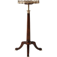 Alternate view of Telescopic Accent Table, featuring mahogany wood, brass, and telescopic height-adjustable column.