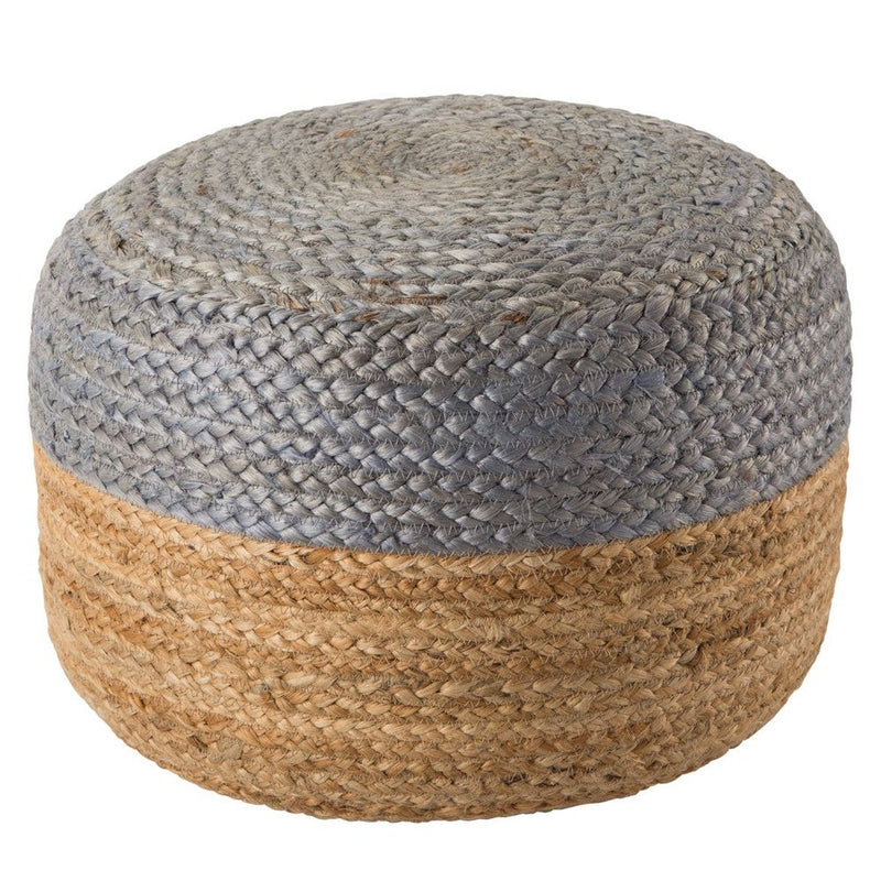 Alternate view of Antoine Natural Ombre Light Gray/ Beige Cylinder Pouf in natural beige and light gray.