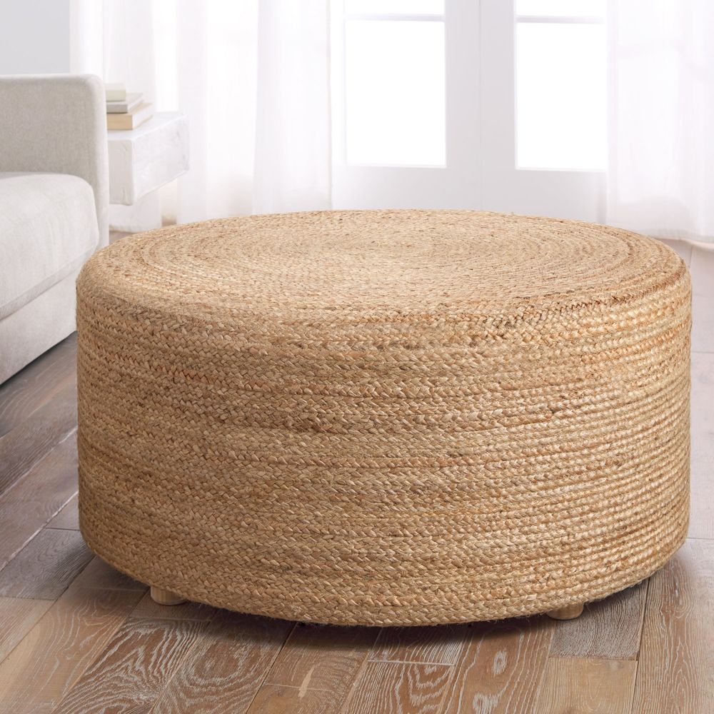 Additional view of Sonata Handmade Solid Tan Stool (36"X36"X18") in tan and natural beige.