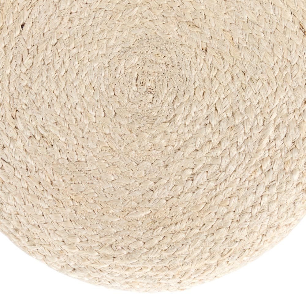 Alternate view of Teiko Handmade Solid Beige Stool (16"X16"X16"), featuring jute, sisal, and fixed four-leg base.