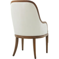 Additional view of Dorchester Armchair in ivory and medium walnut brown, featuring matte textile finish and fixed arms.