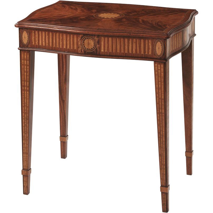 Alternate view of Benoite Side Table in medium mahogany brown and warm walnut brown.