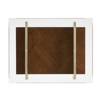 Additional view of Landers End Table in clear and brass gold.