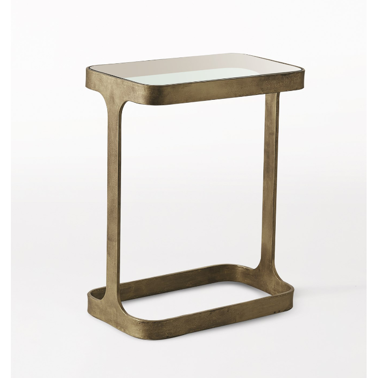 Additional view of Saddle Table in gray and bronze.