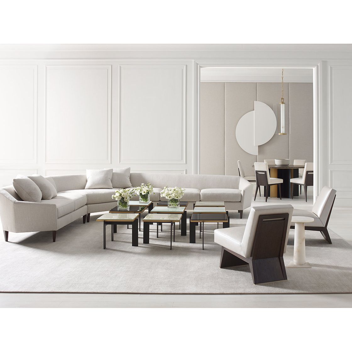 Alternate view of Blade Single Table, featuring ribbed/reeded finish, metal, glass, and a flat rectangular top surface.