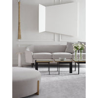 Additional view of Blade Single Table, featuring ribbed/reeded finish, metal, glass, and a flat rectangular top surface.